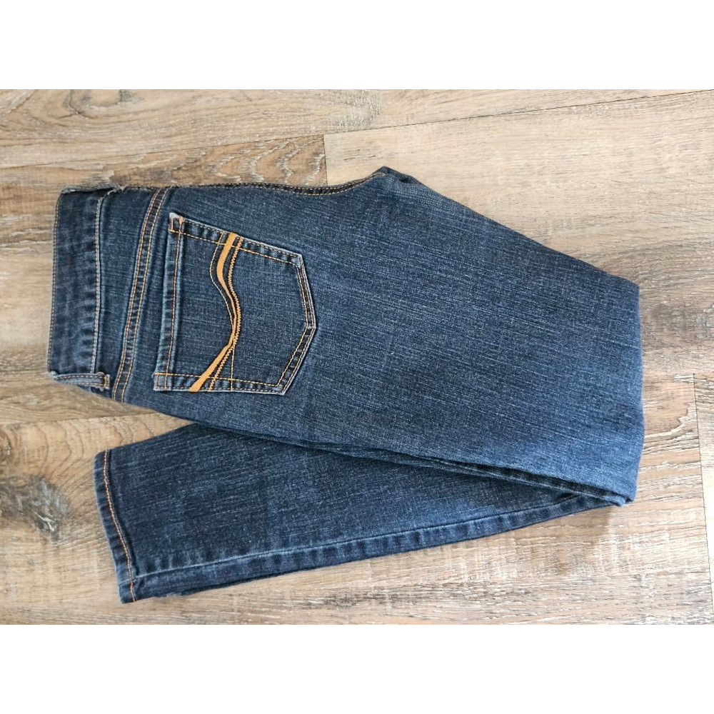 Women's SO Dark Blue Skinny Jeans Juniors 5 with Orange Stitching - Picture 1 of 4
